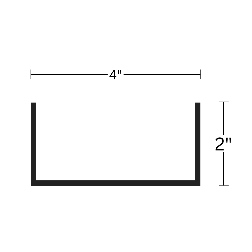 TRIM U-CHANNEL 2" x 4" x 2" x 10' WHITE